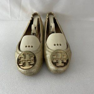 Tory Burch Gold Glitter Reva Flats, 8.5